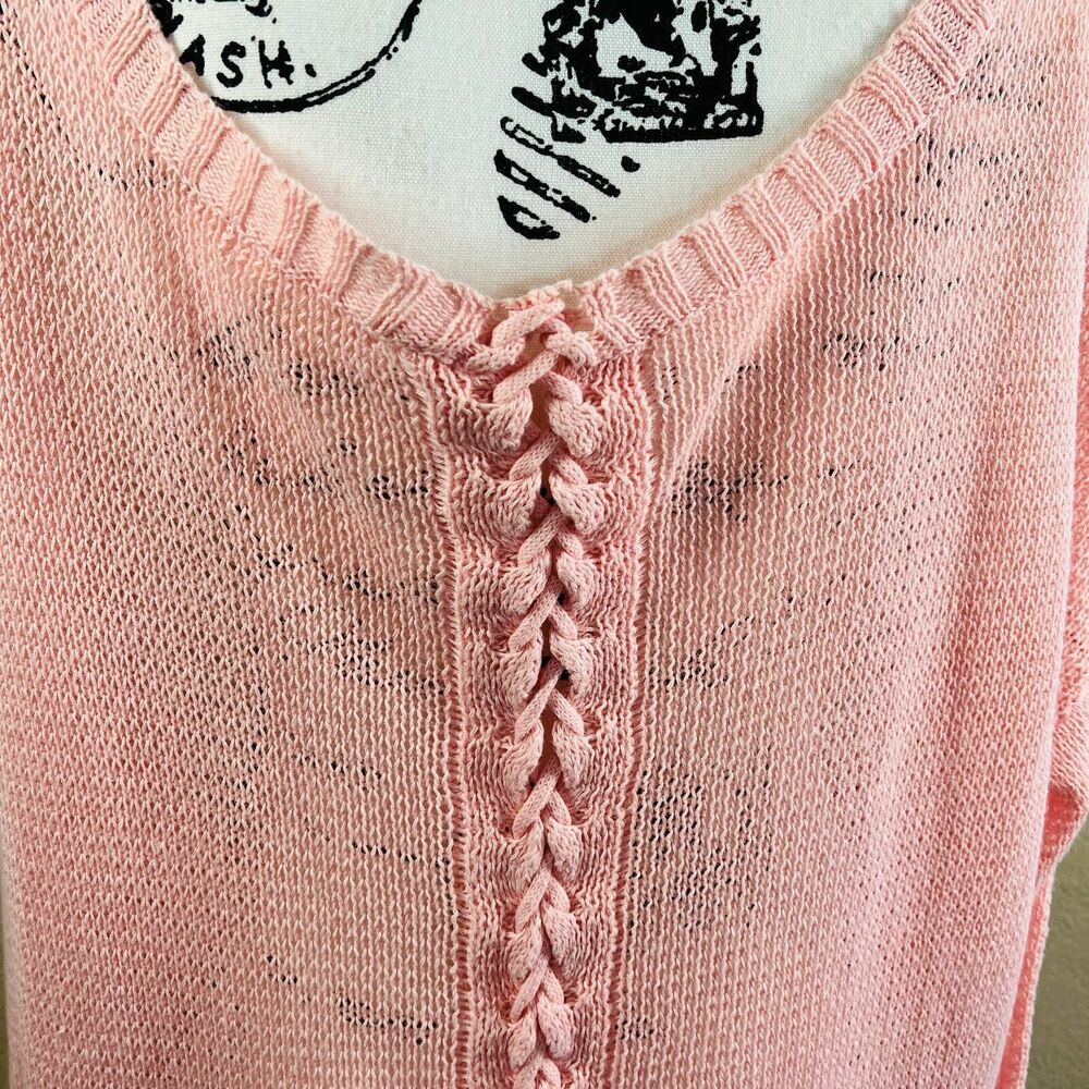 Mine Girly Daisy Print Long Sleeve Corset Back Knit Pullover Sweater Top Edge 3X - Picture 15 of 16